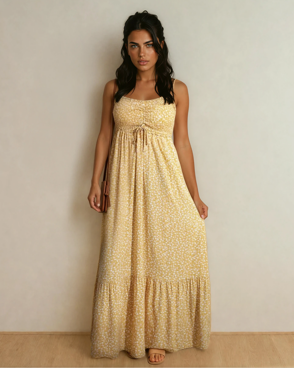 Bea Smocked High Waist Floral Maxi Dress